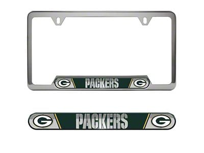 Embossed License Plate Frame with Green Bay Packers Logo; Green (Universal; Some Adaptation May Be Required)