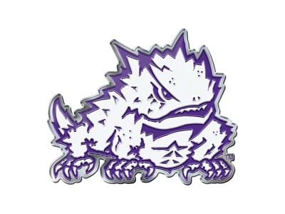 TCU University Embossed Emblem; White and Purple (Universal; Some Adaptation May Be Required)