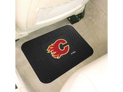 Utility Mat with Calgary Flames Logo; Black (Universal; Some Adaptation May Be Required)