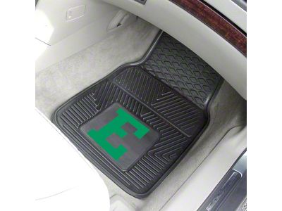 Vinyl Front Floor Mats with Eastern Michigan University Logo; Black (Universal; Some Adaptation May Be Required)