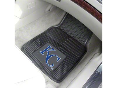 Vinyl Front Floor Mats with Kansas City Royals Logo; Black (Universal; Some Adaptation May Be Required)