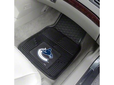 Vinyl Front Floor Mats with Vancouver Canucks Logo; Black (Universal; Some Adaptation May Be Required)