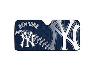 Windshield Sun Shade with New York Yankees Logo; Blue (Universal; Some Adaptation May Be Required)