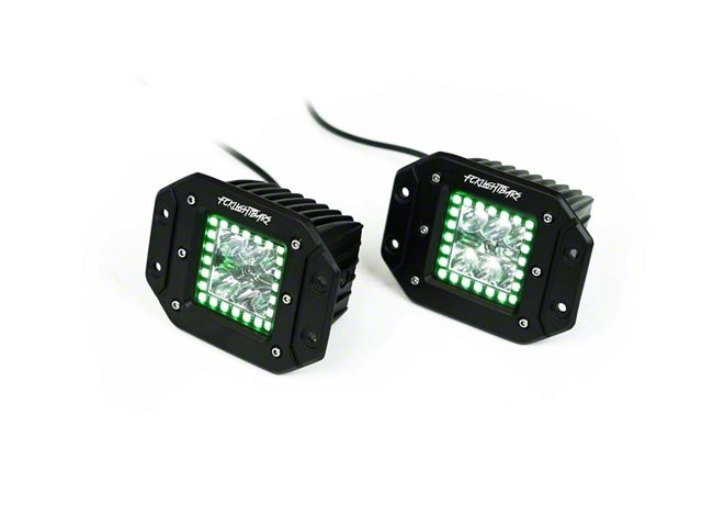 FCKLightBars RGB High-Output Flush Mount 3-Inch LED Light Pods with Wireless RF Remote; Flood/Spot Beam (Universal; Some Adaptation May Be Required)