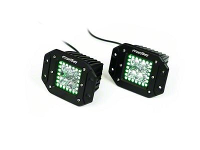 FCKLightBars RGB High-Output Flush Mount 3-Inch LED Light Pods with Bluetooth App; Flood/Spot Beam (Universal; Some Adaptation May Be Required)