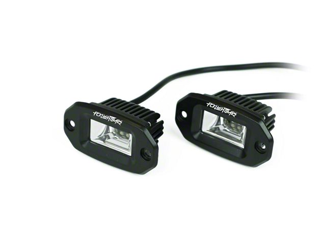 FCKLightBars LP-2 Flush Mount 4-Inch LED Light Pods; Flood Beam (Universal; Some Adaptation May Be Required)