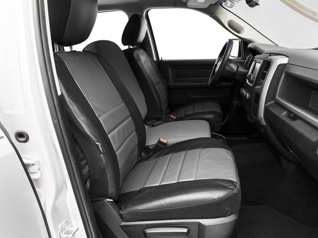 Custom Fit Leatherlite Front Seat Covers; Gray (09-18 RAM 1500 w/ Bucket Seats)