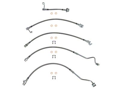 Fine Lines Braided Stainless Complete Brake Hose Kit; Front and Rear (99-01 4WD F-250 Super Duty w/ 2-Wheel ABS & Non-Staggered Rear Calipers)