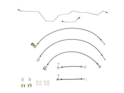 Fine Lines Braided Stainless Complete Brake Hose Kit; Front and Rear (01-02 4WD RAM 2500 w/ Rear Disc Brakes & Manual Transmission)