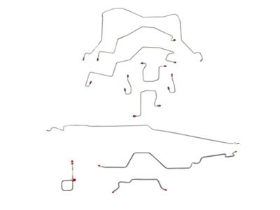 Fine Lines Complete Brake Line Kit; Stainless (98-01 4WD RAM 2500 Quad Cab w/ 6.4-Foot Box & Rear Drum Brakes)