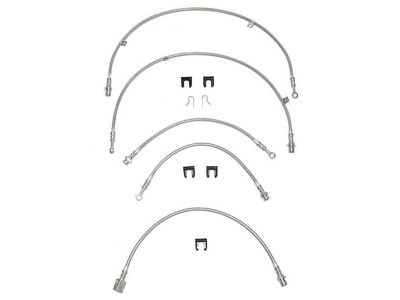 Fine Lines Braided Stainless Complete Brake Hose Kit; Front and Rear (01-06 Sierra 3500 HD)