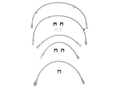 Fine Lines Braided Stainless Complete Brake Hose Kit; Front and Rear (99-04 4WD Silverado 1500)