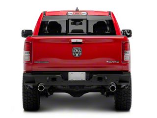 Black Rear Bumper Assembly For 2019-2023 Ram 1500 - Dual Exhaust, Park Holes