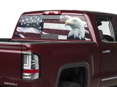 SEC10 Rear Window Decal; Flag and Eagle (07-24 Sierra 1500)