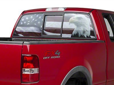 Adesivi Metallizzati American Flag Per Camion Ford F-150 - Set 4x4 Off Road Argento