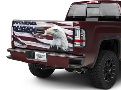 SEC10 Tailgate Decal; Flag and Eagle (07-24 Sierra 1500)
