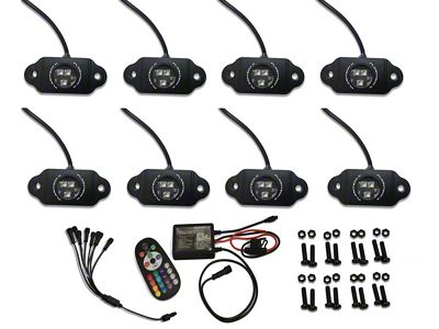 Flashtech XL RGBW 24-LED Rock Light Kit; 8-Piece (Universal; Some Adaptation May Be Required)