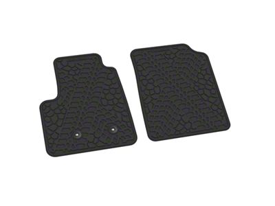 Factory Floorpan Fit Tire Tread/Scorched Earth Scene Front Floor Mats; Black (15-22 Canyon)