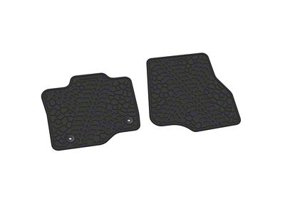 Factory Floorpan Fit Tire Tread/Scorched Earth Scene Front Floor Mats; Black (15-25 F-150 Regular Cab)