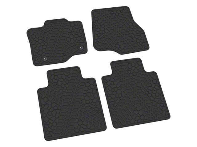 FLEXTREAD Factory Floorpan Fit Tire Tread/Scorched Earth Scene Front and Rear Floor Mats; Black (15-24 F-150 SuperCab, SuperCrew)