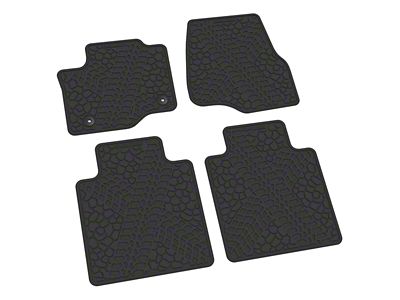 Factory Floorpan Fit Tire Tread/Scorched Earth Scene Front and Rear Floor Mats; Black (17-22 F-250 Super Duty SuperCab, SuperCrew)