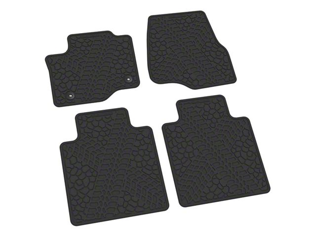FLEXTREAD Factory Floorpan Fit Tire Tread/Scorched Earth Scene Front and Rear Floor Mats; Black (17-22 F-250 Super Duty SuperCab, SuperCrew)