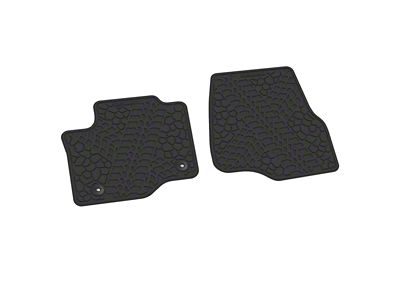 Factory Floorpan Fit Tire Tread/Scorched Earth Scene Front Floor Mats; Black (17-22 F-350 Super Duty Regular Cab)