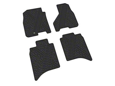 FLEXTREAD Factory Floorpan Fit Tire Tread/Scorched Earth Scene Front and Rear Floor Mats; Black (09-11 RAM 1500 Quad Cab, Crew Cab)