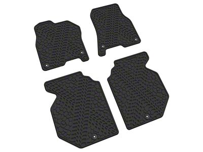 Factory Floorpan Fit Tire Tread/Scorched Earth Scene Front and Rear Floor Mats; Black (19-24 RAM 1500 Crew Cab)