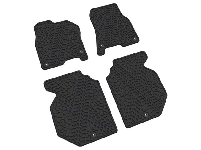 FLEXTREAD Factory Floorpan Fit Tire Tread/Scorched Earth Scene Front and Rear Floor Mats; Black (19-24 RAM 1500 Crew Cab)