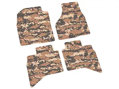 Factory Floorpan Fit Tire Tread/Scorched Earth Scene Front and Rear Floor Mats; Cyberflage Camouflage (12-18 RAM 1500 Quad Cab, Crew Cab)