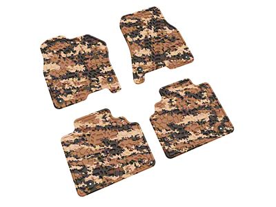 Factory Floorpan Fit Tire Tread/Scorched Earth Scene Front and Rear Floor Mats; Cyberflage Camouflage (19-24 RAM 1500 Quad Cab)