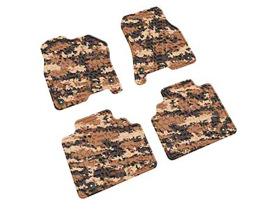 FLEXTREAD Factory Floorpan Fit Tire Tread/Scorched Earth Scene Front and Rear Floor Mats; Cyberflage Camouflage (19-24 RAM 1500 Quad Cab)