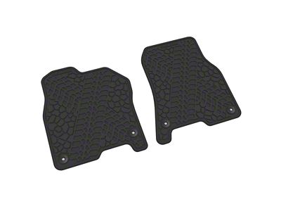 Factory Floorpan Fit Tire Tread/Scorched Earth Scene Front Floor Mats; Black (19-24 RAM 1500)