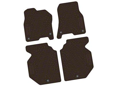 FLEXTREAD Factory Floorpan Fit Tire Tread/Scorched Earth Scene Front and Rear Floor Mats with RAM Logo and Text Insert; Brown (19-24 RAM 1500 Crew Cab)