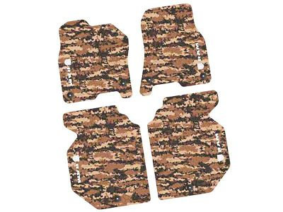 Factory Floorpan Fit Tire Tread/Scorched Earth Scene Front and Rear Floor Mats with White RAM Logo and Text Insert; Cyberflage Camouflage (19-24 RAM 1500 Crew Cab)