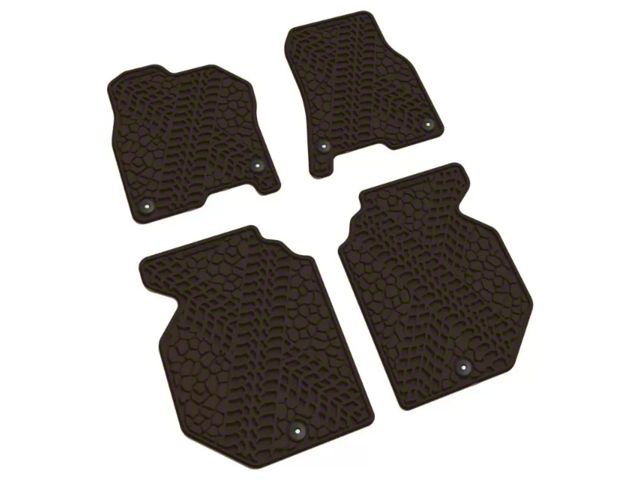 FLEXTREAD Factory Floorpan Fit Tire Tread/Scorched Earth Scene Front and Rear Floor Mats; Brown (19-24 RAM 1500 Crew Cab)
