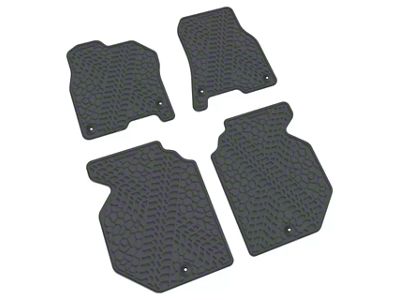 Factory Floorpan Fit Tire Tread/Scorched Earth Scene Front and Rear Floor Mats; Grey (19-24 RAM 1500 Crew Cab)