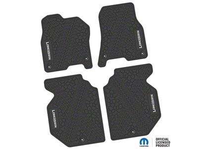 Factory Floorpan Fit Tire Tread/Scorched Earth Scene Front and Rear Floor Mats with Longhorn Insert; Black (19-24 RAM 1500 Crew Cab)