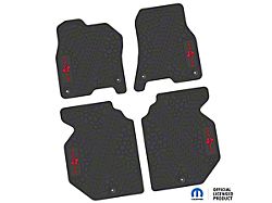 Factory Floorpan Fit Tire Tread/Scorched Earth Scene Front and Rear Floor Mats with Red Lone Star Insert; Black (19-24 RAM 1500 Crew Cab)