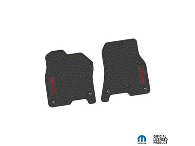 Factory Floorpan Fit Tire Tread/Scorched Earth Scene Front Floor Mats with Red Rebel Insert; Black (19-24 RAM 1500)
