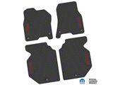 Factory Floorpan Fit Tire Tread/Scorched Earth Scene Front and Rear Floor Mats with Red Rebel Insert; Black (19-24 RAM 1500 Crew Cab)