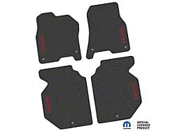 Factory Floorpan Fit Tire Tread/Scorched Earth Scene Front and Rear Floor Mats with Red Rebel Insert; Black (19-24 RAM 1500 Crew Cab)