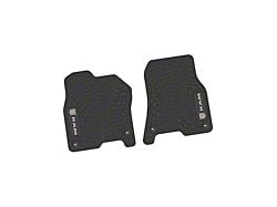 Factory Floorpan Fit Tire Tread/Scorched Earth Scene Front Floor Mats with Silver RAM Logo and Text Insert; Black (19-24 RAM 1500)