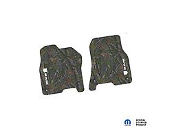 Factory Floorpan Fit Tire Tread/Scorched Earth Scene Front Floor Mats with White RAM Logo and Text Insert; Rugged Woods (19-24 RAM 1500)
