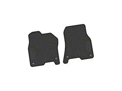 Factory Floorpan Fit Tire Tread/Scorched Earth Scene Front Floor Mats with RAM Logo and Text Insert; Black (19-24 RAM 1500)