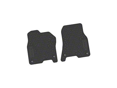 Factory Floorpan Fit Tire Tread/Scorched Earth Scene Front Floor Mats with RAM Logo and Text Insert; Black (19-24 RAM 1500)