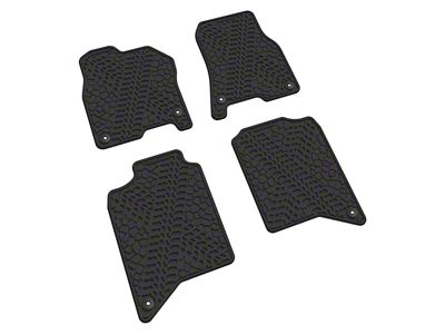 FLEXTREAD Factory Floorpan Fit Tire Tread/Scorched Earth Scene Front and Rear Floor Mats; Black (19-24 RAM 2500 Crew Cab)