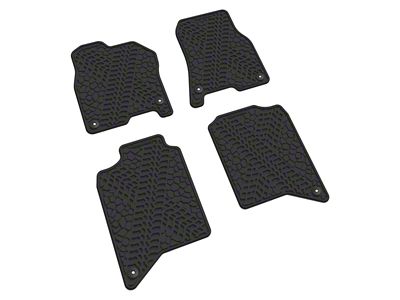 Factory Floorpan Fit Tire Tread/Scorched Earth Scene Front and Rear Floor Mats; Black (19-24 RAM 2500 Crew Cab)