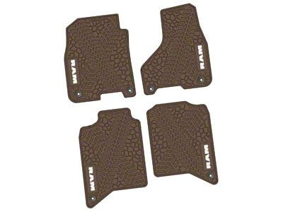FLEXTREAD Factory Floorpan Fit Tire Tread/Scorched Earth Scene Front and Rear Floor Mats with White RAM Logo and Text Insert; Brown (19-24 RAM 2500 Crew Cab)